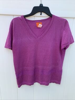 Hearts Of Palm Sweater Purple Knit Ramie Acrylic Nylon Blend Sz Large
